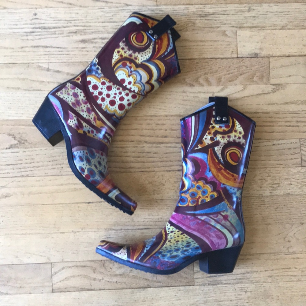 Nomad Colorful Rubber Western Heeled Rainboots